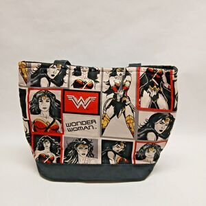 Wonder Woman Black Red Cream Handmade Double Handle Reversible Handbag